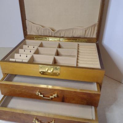 Wooden Jewelry Box- Approx 11 1/4" x 7 1/2" x 7 3/4" Tall