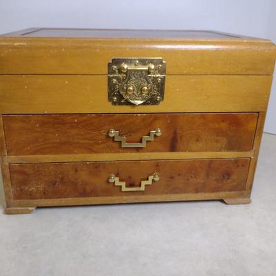 Wooden Jewelry Box- Approx 11 1/4" x 7 1/2" x 7 3/4" Tall