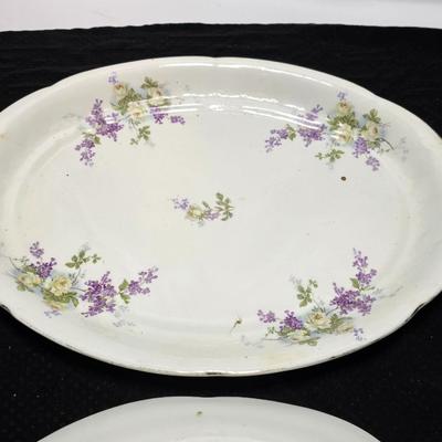 Vintage serving platters marked Sevres on base - Porcelain France serve ware -