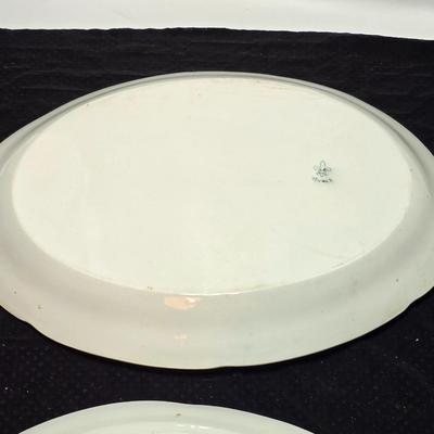 Vintage serving platters marked Sevres on base - Porcelain France serve ware -
