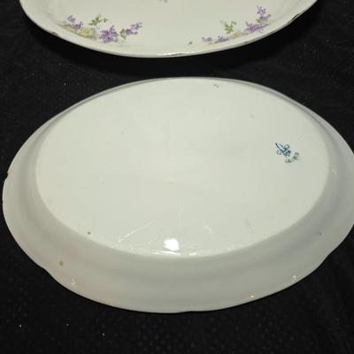 Vintage serving platters marked Sevres on base - Porcelain France serve ware -