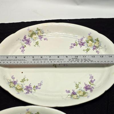 Vintage serving platters marked Sevres on base - Porcelain France serve ware -