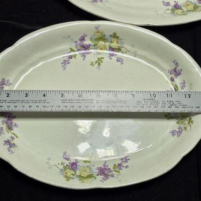Vintage serving platters marked Sevres on base - Porcelain France serve ware -