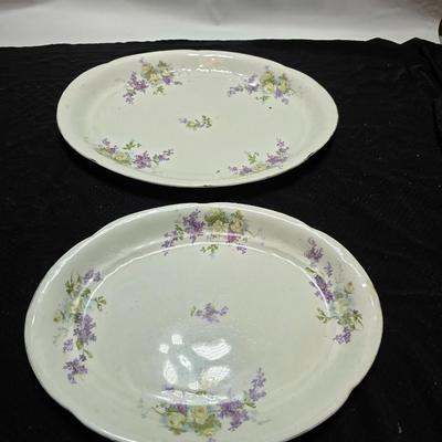 Vintage serving platters marked Sevres on base - Porcelain France serve ware -