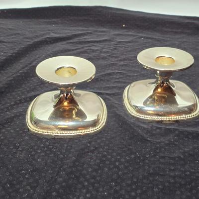 Emerald, green Musical Biscuit jar w/ metal lid - silver plate candlestick holders - Ver Silbert - Anlaufgeschützt silverplate German bowl