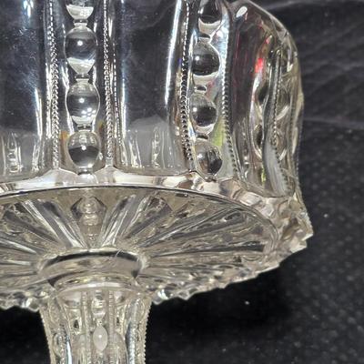 Glass Column Pedestal Candy Dish/Footed Compote with two Vintage Steubenville platters