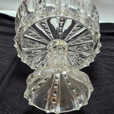 Glass Column Pedestal Candy Dish/Footed Compote with two Vintage Steubenville platters