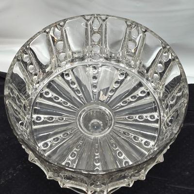 Glass Column Pedestal Candy Dish/Footed Compote with two Vintage Steubenville platters