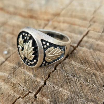 Black Hills Sterling Silver Grape Vine Leaves Men's Ring Size 11 W.M. Wheeler Mfg. Co.