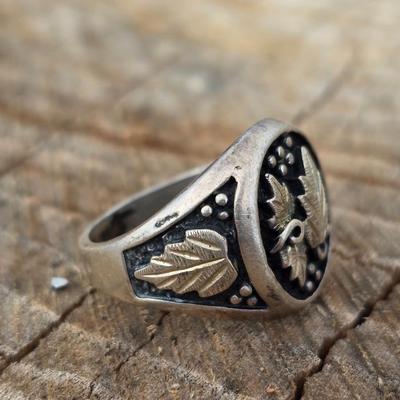 Black Hills Sterling Silver Grape Vine Leaves Men's Ring Size 11 W.M. Wheeler Mfg. Co.