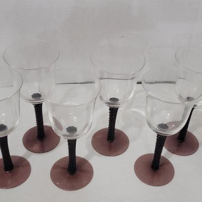 6 Purple Twisted Wine Glasses