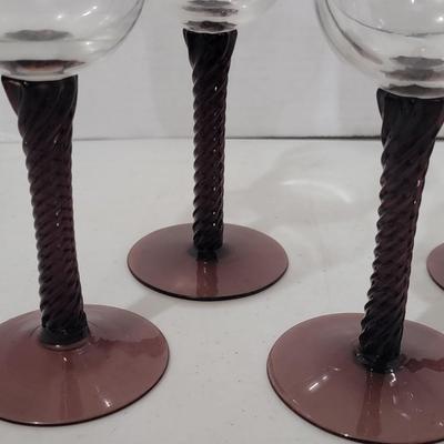 6 Purple Twisted Wine Glasses