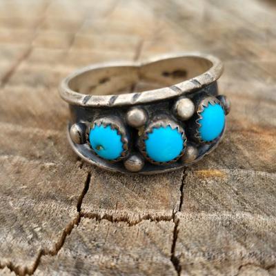 Sterling silver Navajo Rings with turquoise .925 Size 11,5 & 10