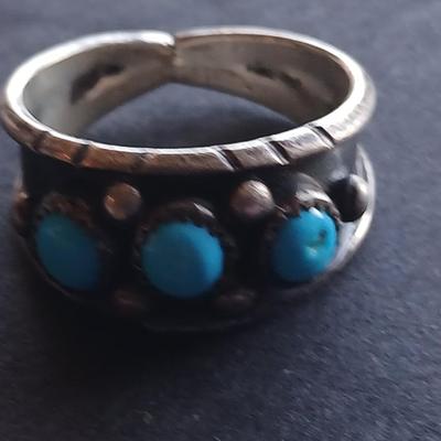Sterling silver Navajo Rings with turquoise .925 Size 11,5 & 10