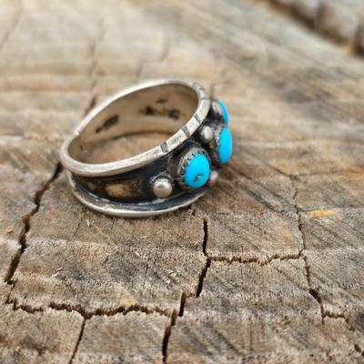Sterling silver Navajo Rings with turquoise .925 Size 11,5 & 10