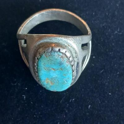 Sterling silver Navajo Rings with turquoise .925 Size 11,5 & 10