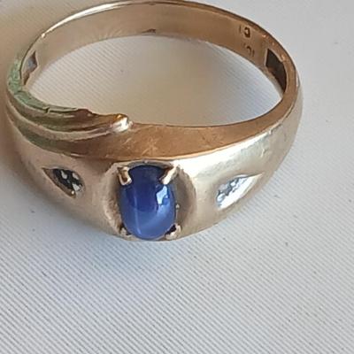 Vintage Men's 10K Gold - Blue Star Sapphire Ring Size 9.5 10 K