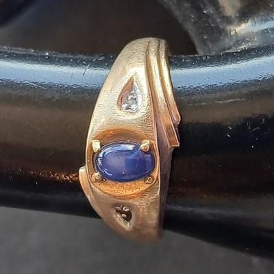 Vintage Men's 10K Gold - Blue Star Sapphire Ring Size 9.5 10 K