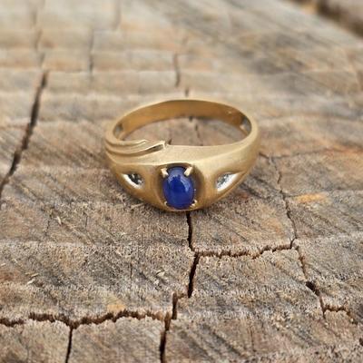 Vintage Men's 10K Gold - Blue Star Sapphire Ring Size 9.5 10 K
