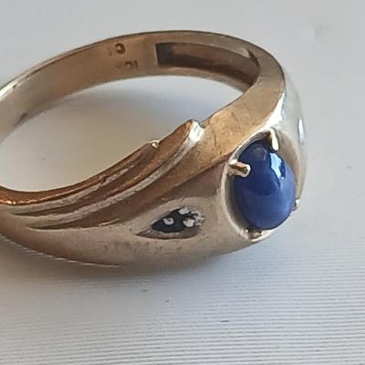 Vintage Men's 10K Gold - Blue Star Sapphire Ring Size 9.5 10 K