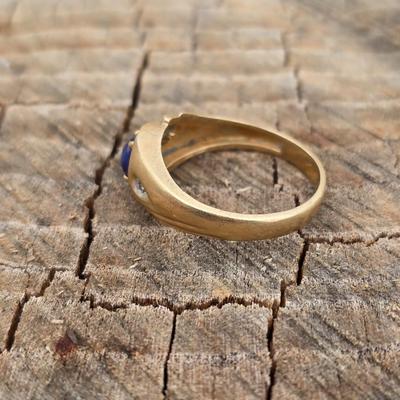 Vintage Men's 10K Gold - Blue Star Sapphire Ring Size 9.5 10 K