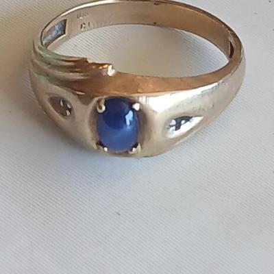 Vintage Men's 10K Gold - Blue Star Sapphire Ring Size 9.5 10 K