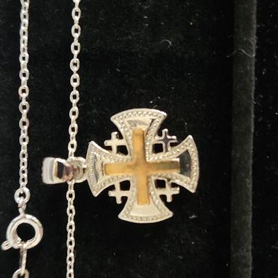 Sale Photo Thumbnail #173: Beautiful Jerusalem cross necklace 
There are no metal content markings.