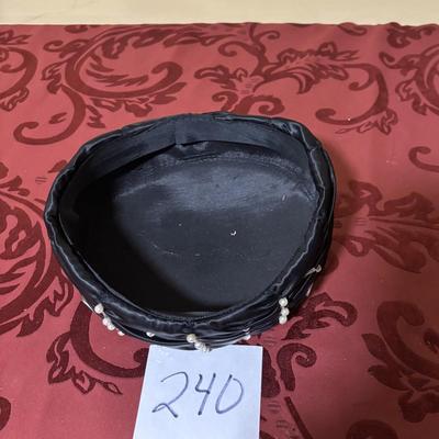 Black Satin Pillbox Hat