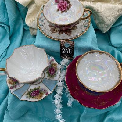 Sale Photo Thumbnail #230: 3 beautiful collectors tea cups with matching saucers, all in excellent condition.