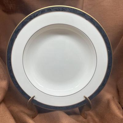 Sale Photo Thumbnail #255: This is a very striking china set, USA made 
Includes : 8 each
 cups and saucers, dinner plates, salad plates , bread & butter plates
6 coupe soup bowls
1 platter
1 serving bowl