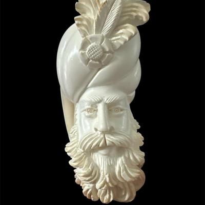 LARGE SULTAN MEERSCHAUM PIPE HANDCRAFTED MADE IN TURKEY WITH CASE #2
