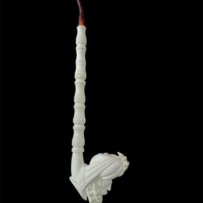 LARGE SULTAN MEERSCHAUM PIPE HANDCRAFTED MADE IN TURKEY WITH CASE #2
