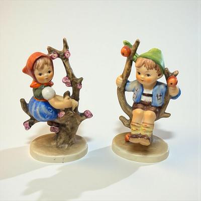 Hummel Apple Tree Boy and Apple Tree Girl Figurines