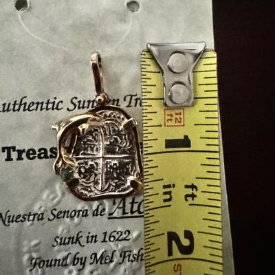 MEL FISHER ATOCHA 925 STERLING SILVER SHIPWRECK COIN WITH DOLPHINS