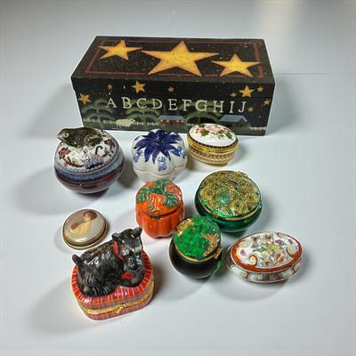 Trinket Box Lot and Wooden Storage Box Lot of 10 Items