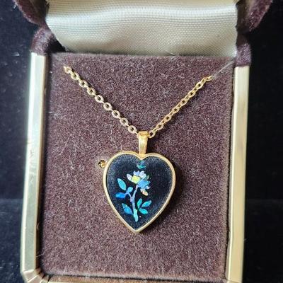 Sale Photo Thumbnail #288: 14k gold filled necklace with inlaid floral design