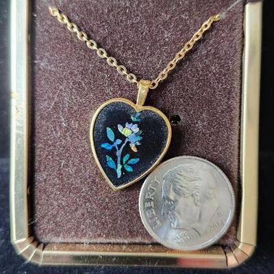 Sale Photo Thumbnail #289: 14k gold filled necklace with inlaid floral design