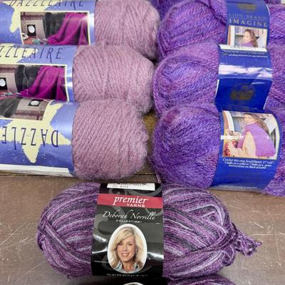 Yarn Lot #1 - pink purple lavender - PREMIER DAZZLEAIRE LION BRAND IMAGINE