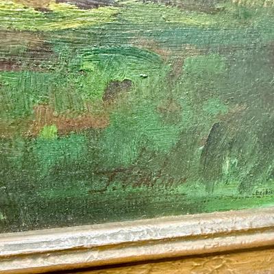 Vintage Painting: Oil on Masonite Landscape