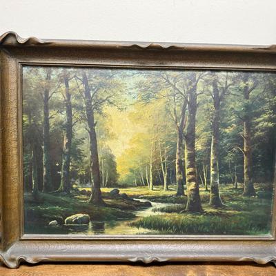 Vintage Painting: Oil on Masonite Landscape