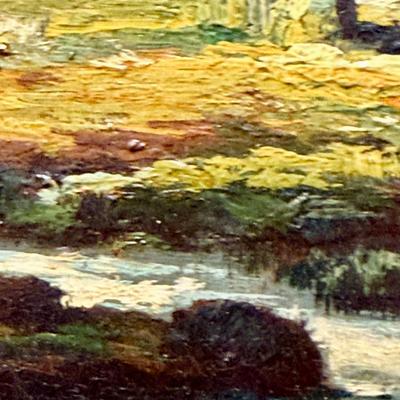 Vintage Painting: Oil on Masonite Landscape