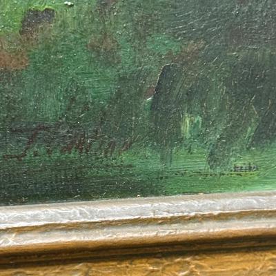 Vintage Painting: Oil on Masonite Landscape