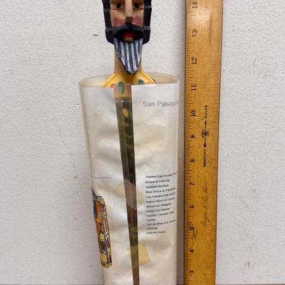 Carved Wooden Figurine San Saint Pasqual Patron saint of cooks and shepherd.
