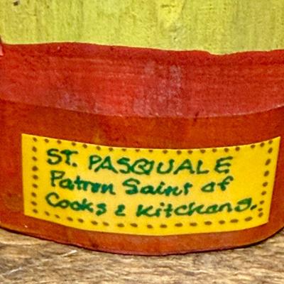 Carved Wooden Figurine San Saint Pasqual Patron saint of cooks and shepherd.