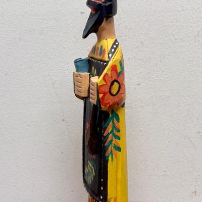 Carved Wooden Figurine San Saint Pasqual Patron saint of cooks and shepherd.