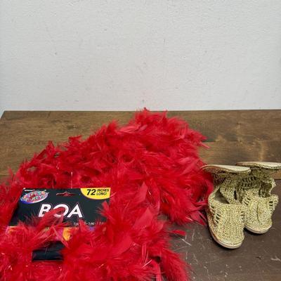Sale Photo Thumbnail #462: Shoes are size 8-9 and are in good condition. Boa is new with tag, but feathers are a little loose.