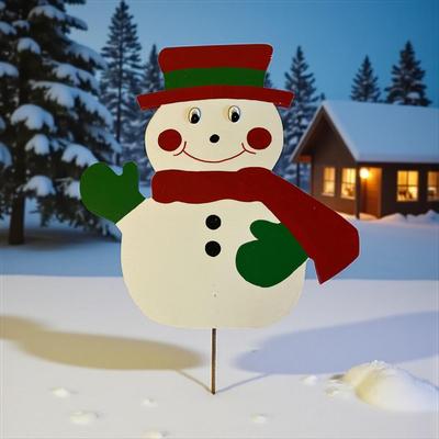 Wooden Yard Ornament Snowman