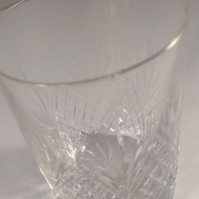 Sale Photo Thumbnail #139: Antique Flint Glass Tumblers- Pineapple and Diamond Design- Three Pieces- Approx 3 7/8" Tall.  Items have some 'chigger bite' chipping- please see all pictures.