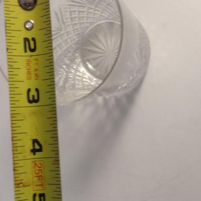 Sale Photo Thumbnail #141: Antique Flint Glass Tumblers- Pineapple and Diamond Design- Three Pieces- Approx 3 7/8" Tall.  Items have some 'chigger bite' chipping- please see all pictures.