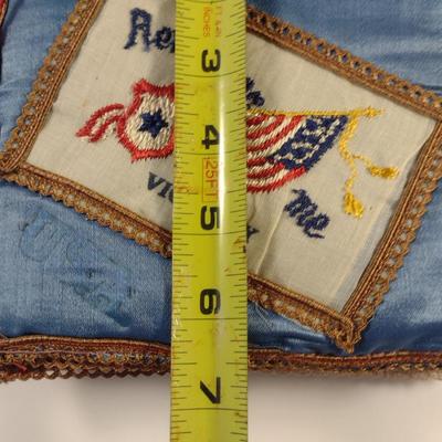 Sale Photo Thumbnail #166: Antique WWI Silk Forget Me Not Sweetheart Handkerchief Pouches